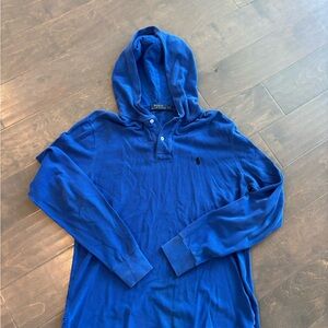 Polo Ralph Lauren Blue Hooded Long Sleeve Polo Shirt Mens Small